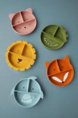 Assiette avec ventouse en silicone et compartiments - Mr. Fox