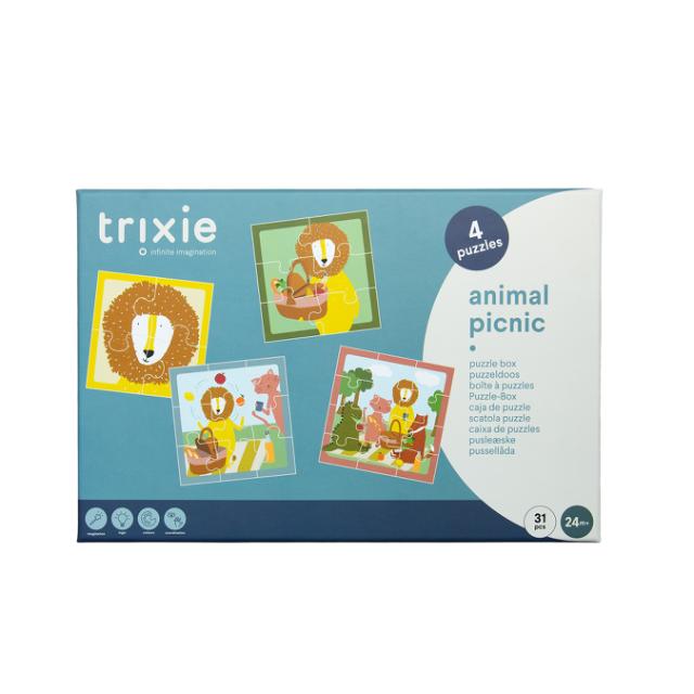 Puzzle box -  Animal picnic - 4 puzzles
