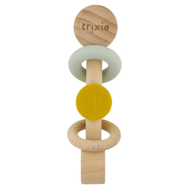 Houten rammelaar met siliconen ringen - Mr. Lion