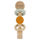 Houten rammelaar met siliconen ringen - Mr. Fox