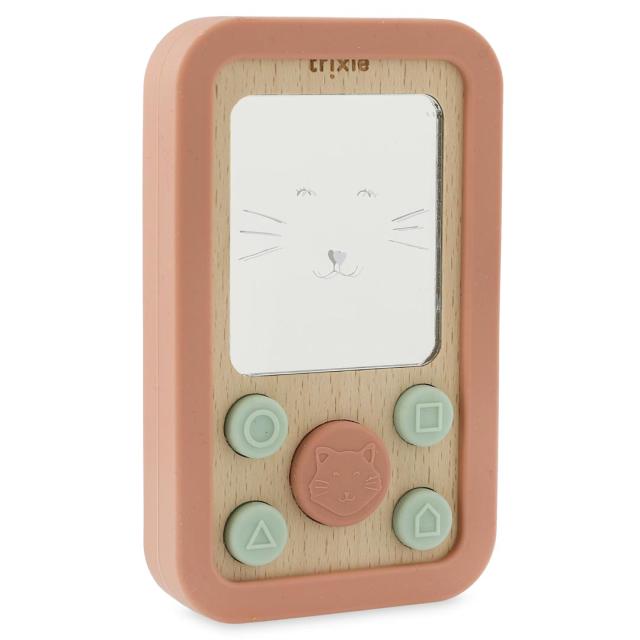 Teléfono de silicona y madera para bebés - Mrs. Cat