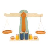 Balance en bois avec 6 poids 