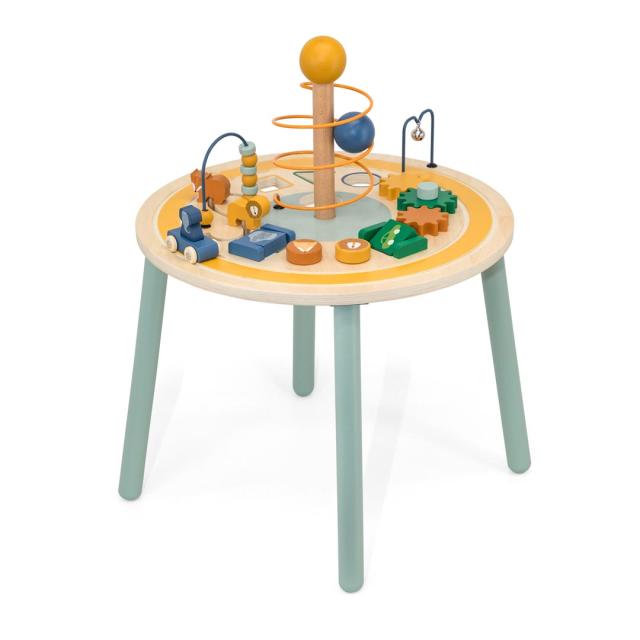 Mesa de actividades con animales de madera 