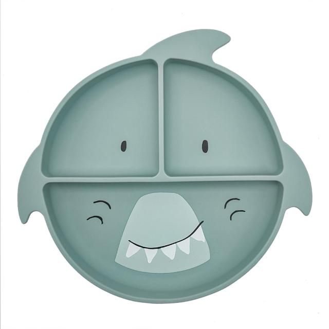 Plato compartimentado de silicona con ventosa - Mr. Shark