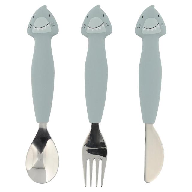 Cubiertos de 3 piezas en silicona - Mr. Shark