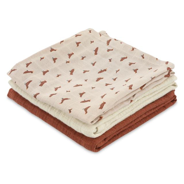 Toalla muselina 3-pack mix | 55x55cm - Babbling Birds