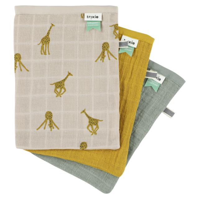 Muslin washcloths 3-pack mix - Groovy Giraffe