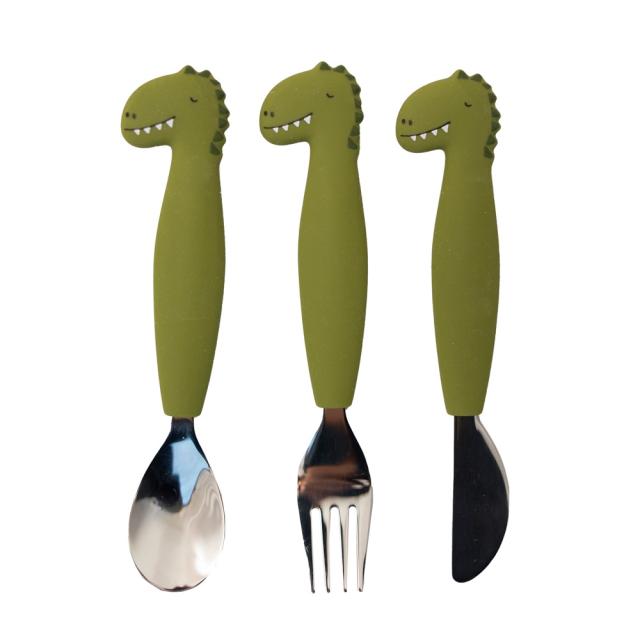 Silicone cutlery set 3-pack - Mr. Dino