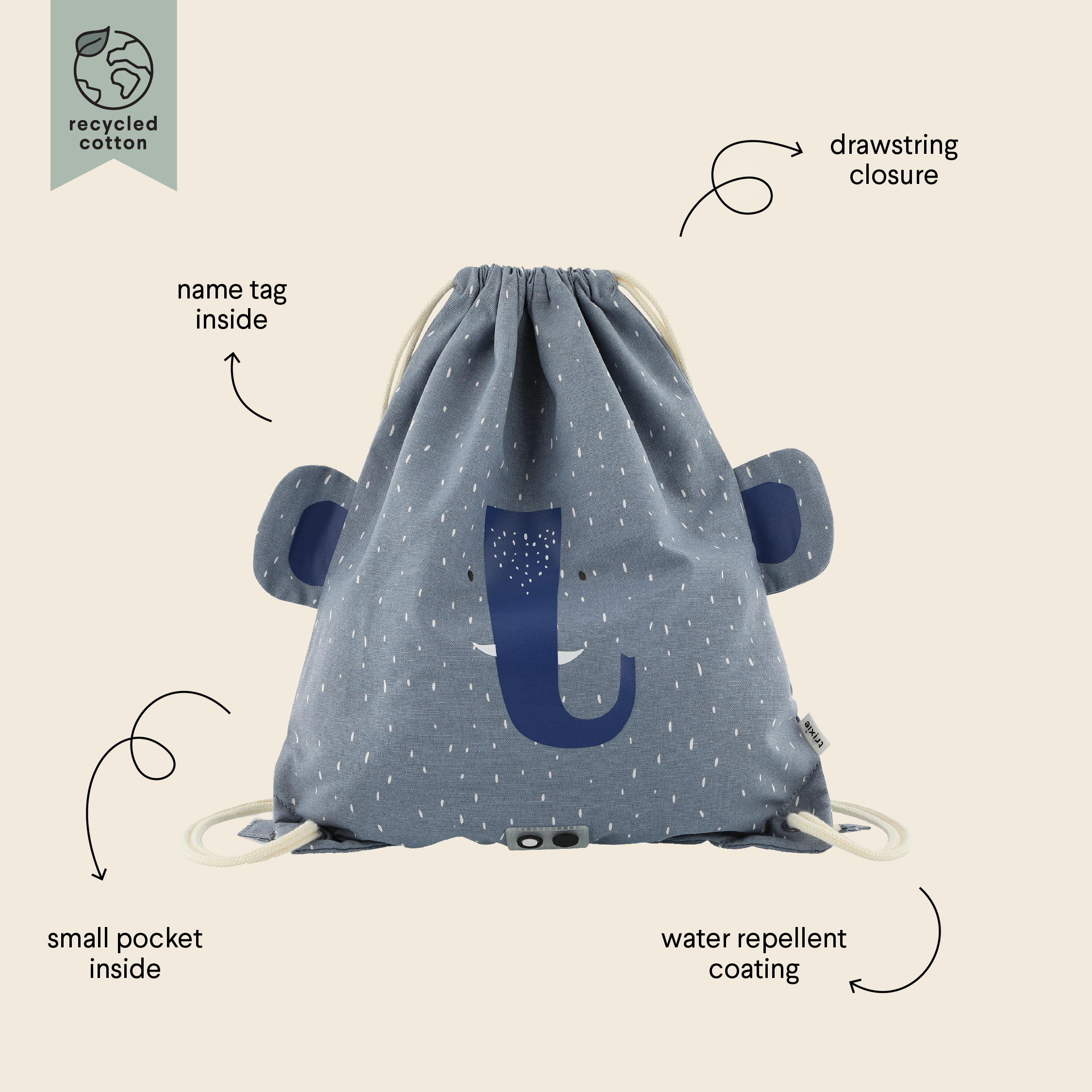 TRIXIE Drawstring bag - Mrs. Elephant TRIXIE Drawstring bag - Mrs. Elephant