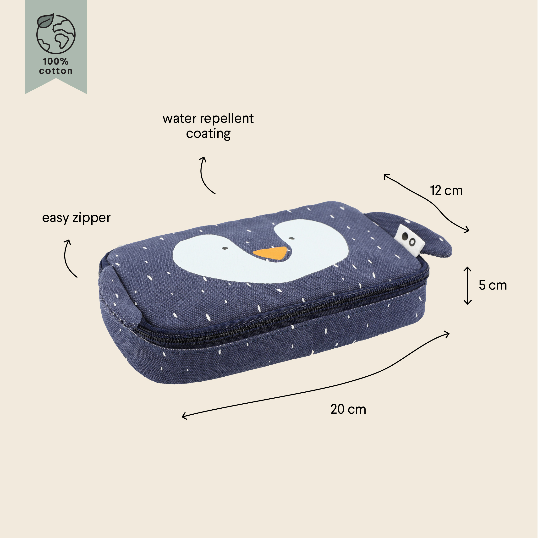 TRIXIE Pencil case rectangular - Mr. Penguin TRIXIE Pencil case rectangular - Mr. Penguin