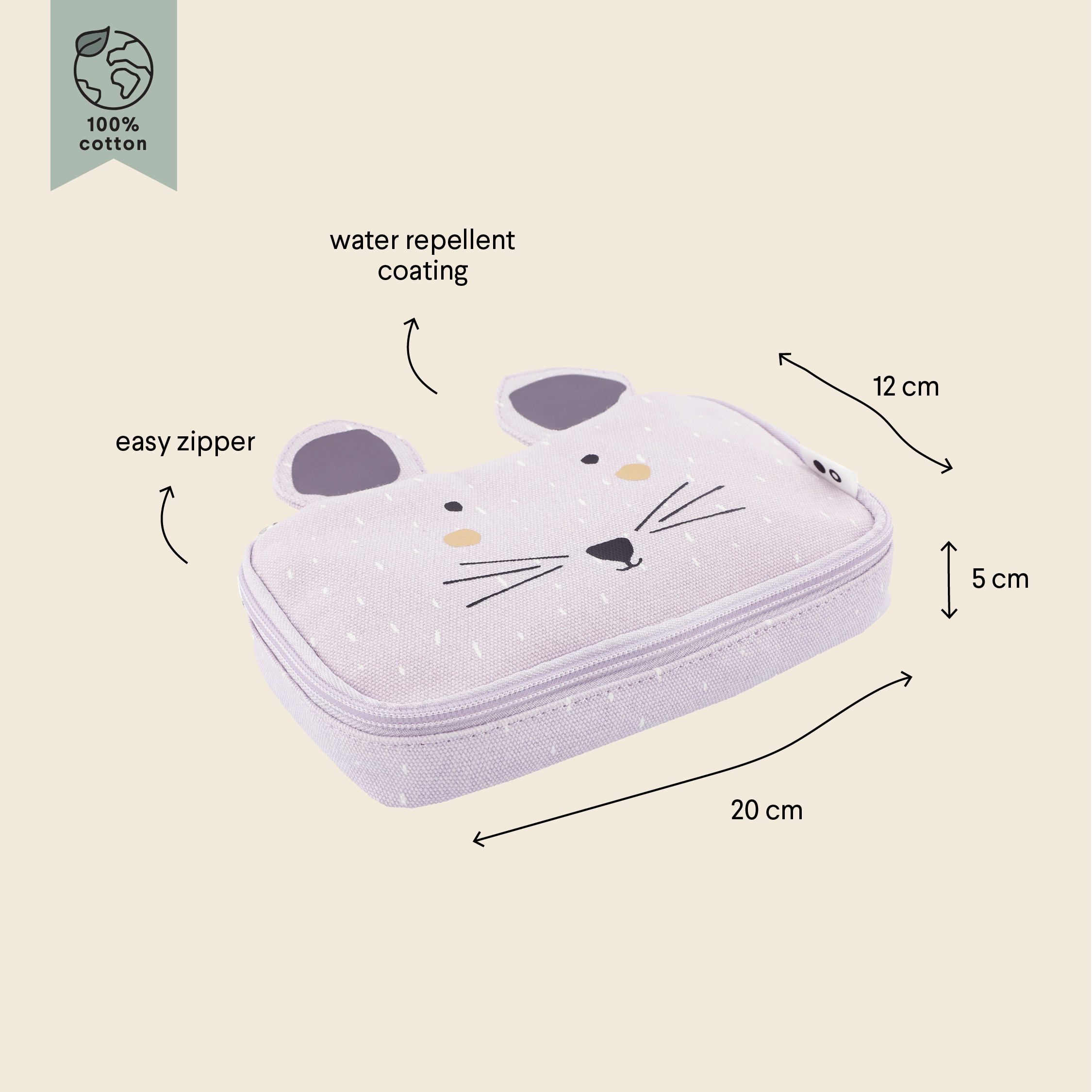 TRIXIE Pencil case rectangular - Mrs. Mouse TRIXIE Pencil case rectangular - Mrs. Mouse