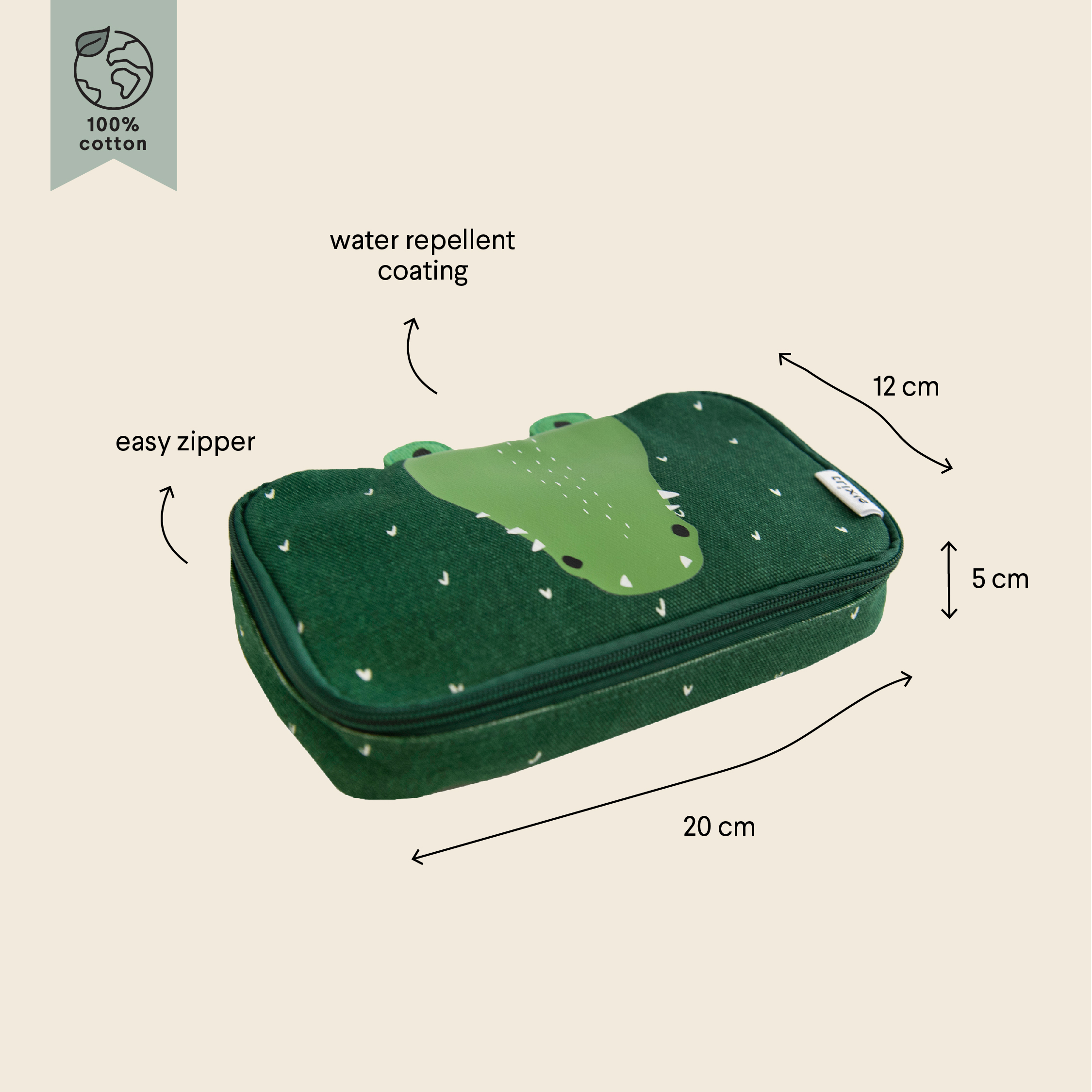 TRIXIE Pencil case rectangular - Mr. Crocodile TRIXIE Pencil case rectangular - Mr. Crocodile