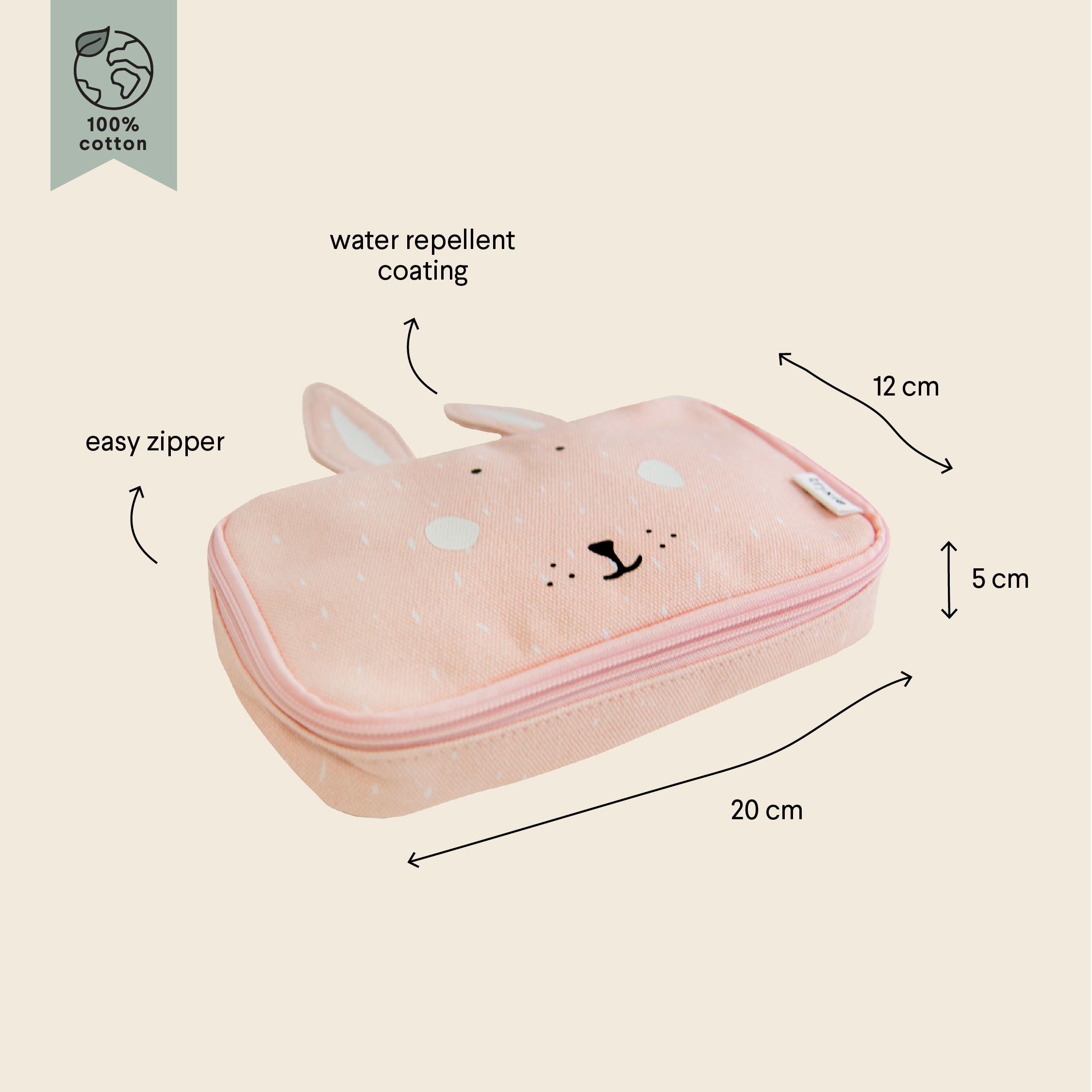 TRIXIE Pencil case rectangular - Mrs. Rabbit TRIXIE Pencil case rectangular - Mrs. Rabbit