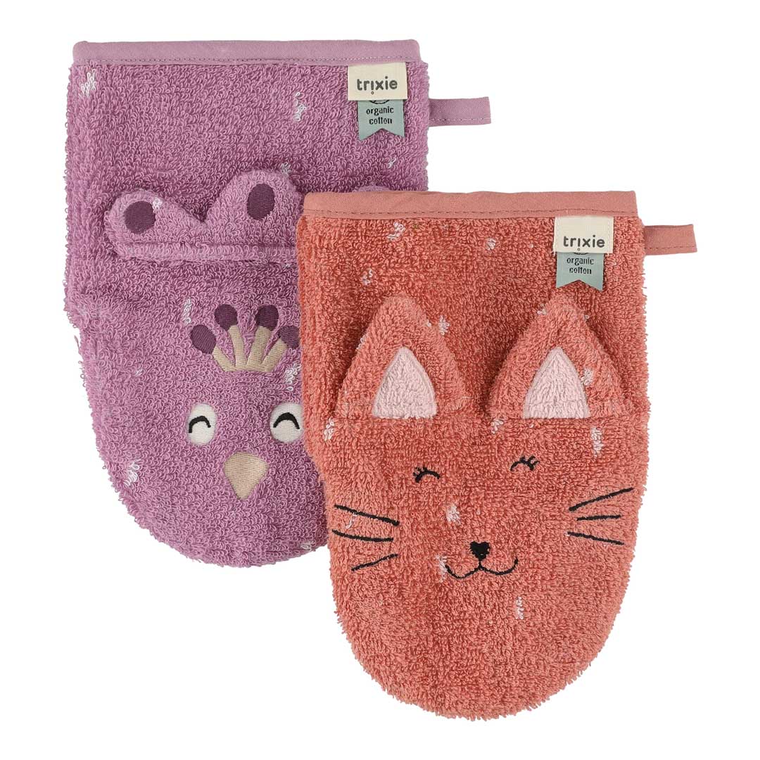 Washandje 2-pack | Mrs. Cat - Mrs. Peacock