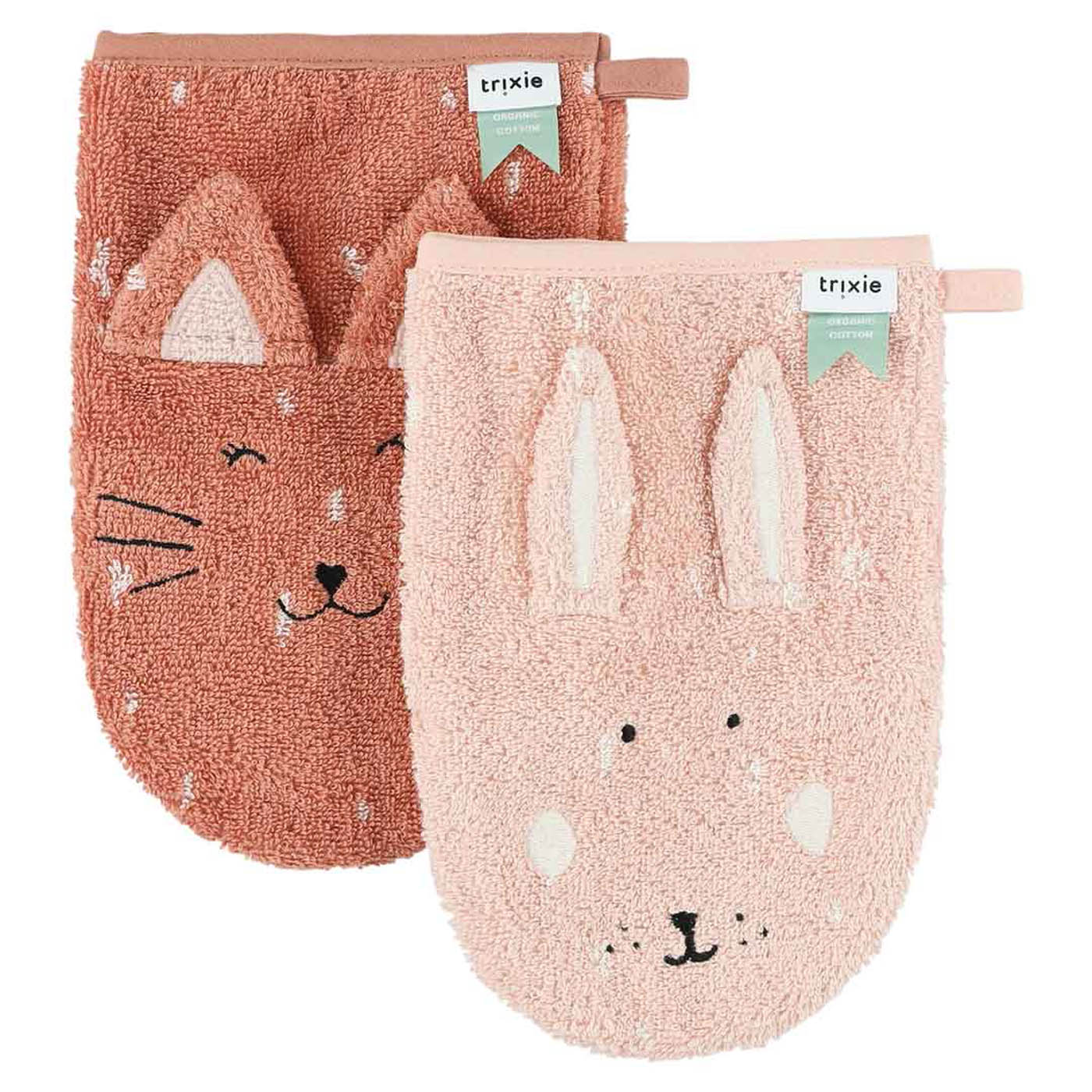 Washandje 2-pack | Mrs. Cat - Mrs. Rabbit