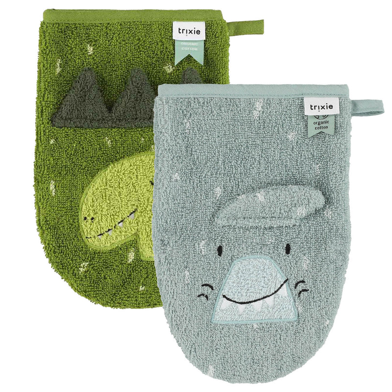 Washandje 2-pack| Mr. Shark - Mr. Dino