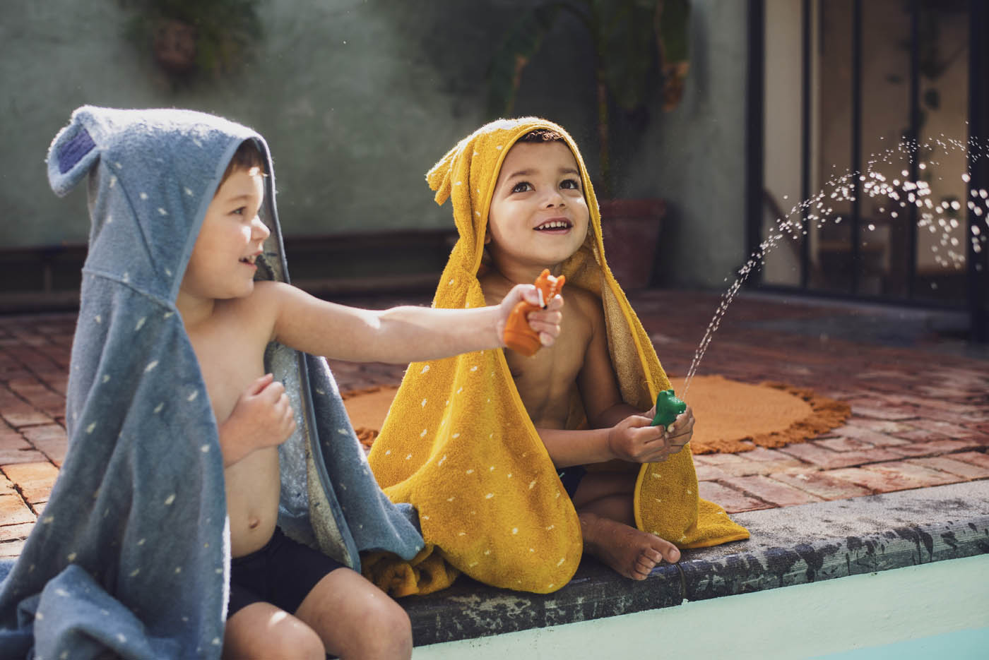 Trixie hooded towel Mrs. Elephant and Mr. Lion