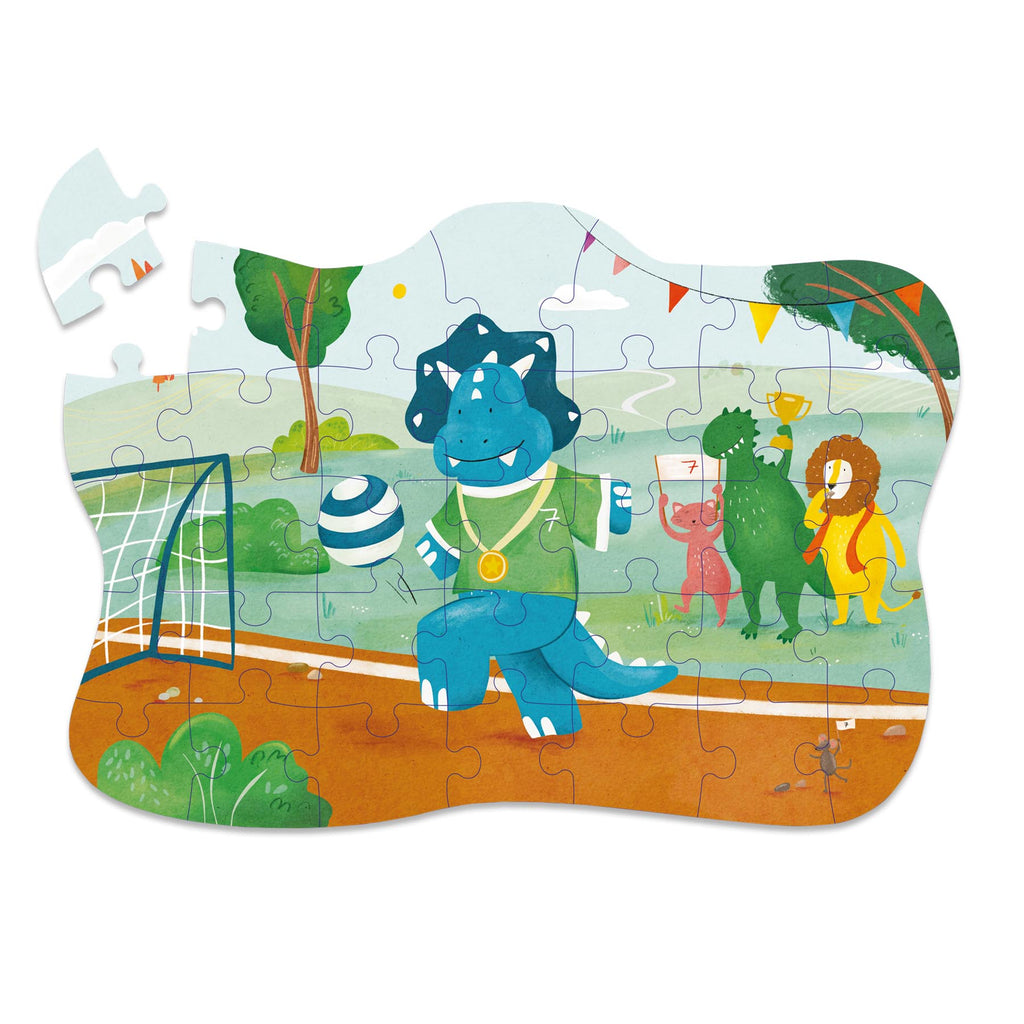 Puzzle à forme - Footballeur Mr. Triceratops - 35pcs