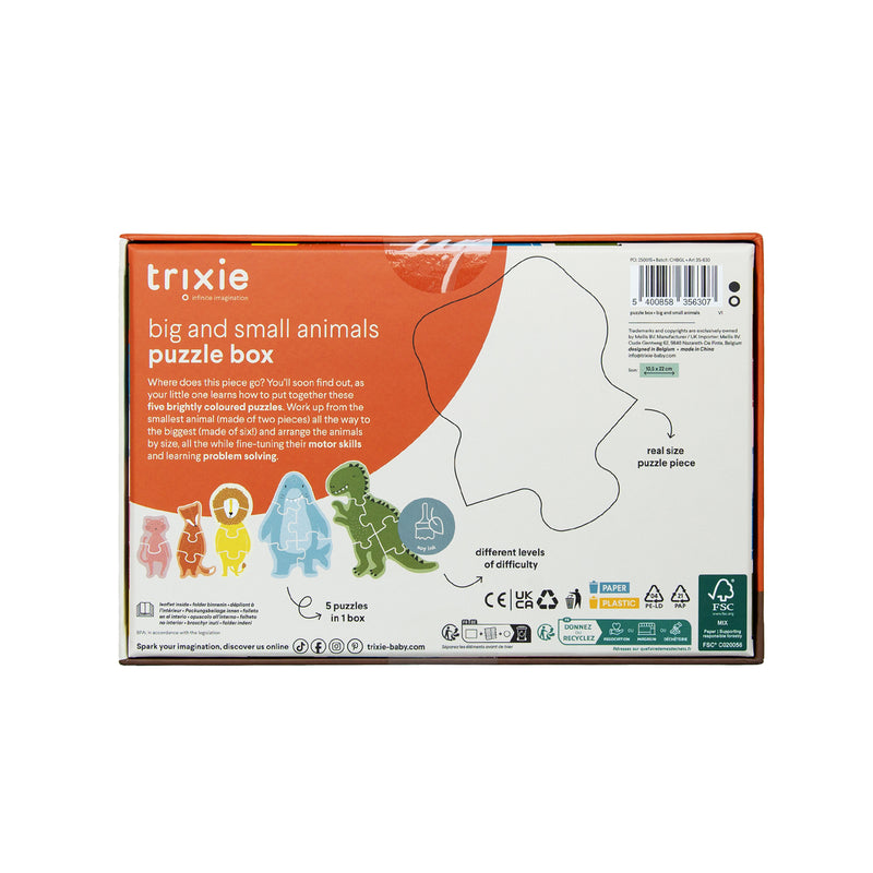 Puzzeldoos - Grote en kleine dieren - 5 puzzels