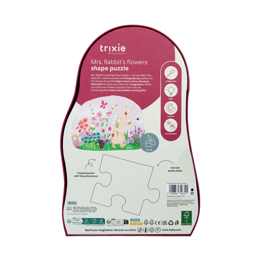 Vormenpuzzel - Mrs. Rabbits bloemen - 12 stuks