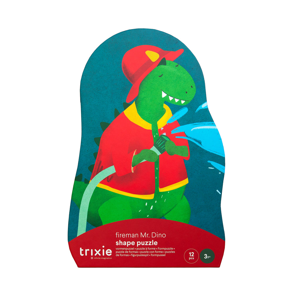 Vormenpuzzel - Brandweerman Mr. Dino  - 12 stuks