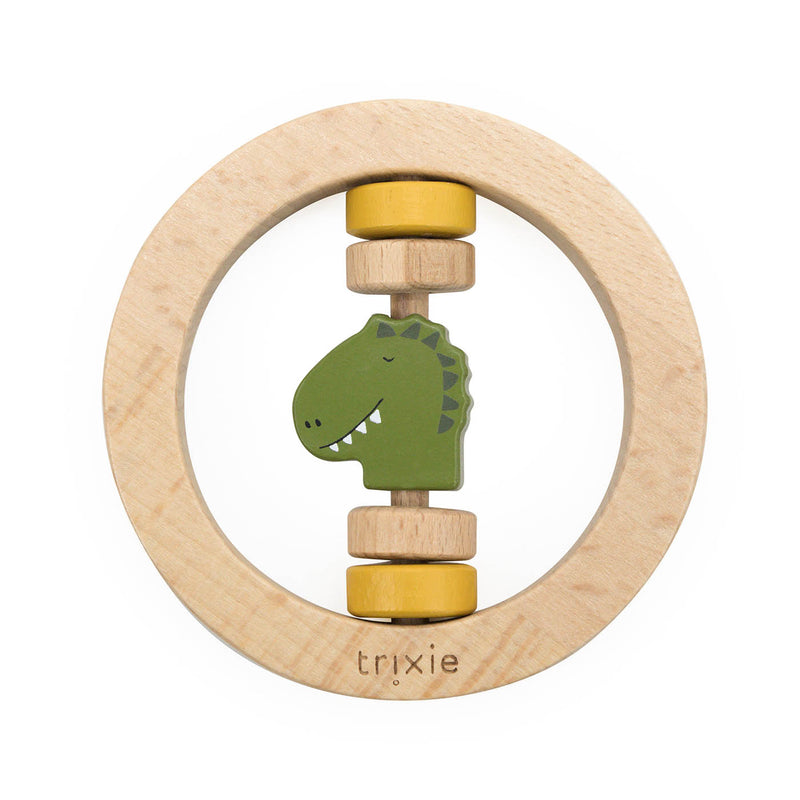 Houten ronde rammelaar - Mr. Dino