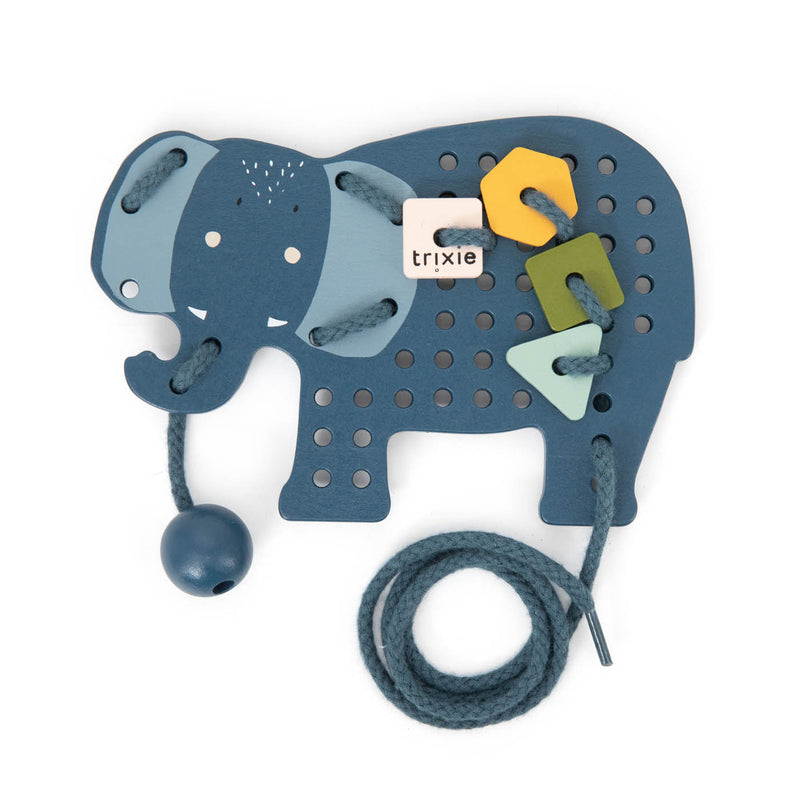 Houten rijgspel met dieren