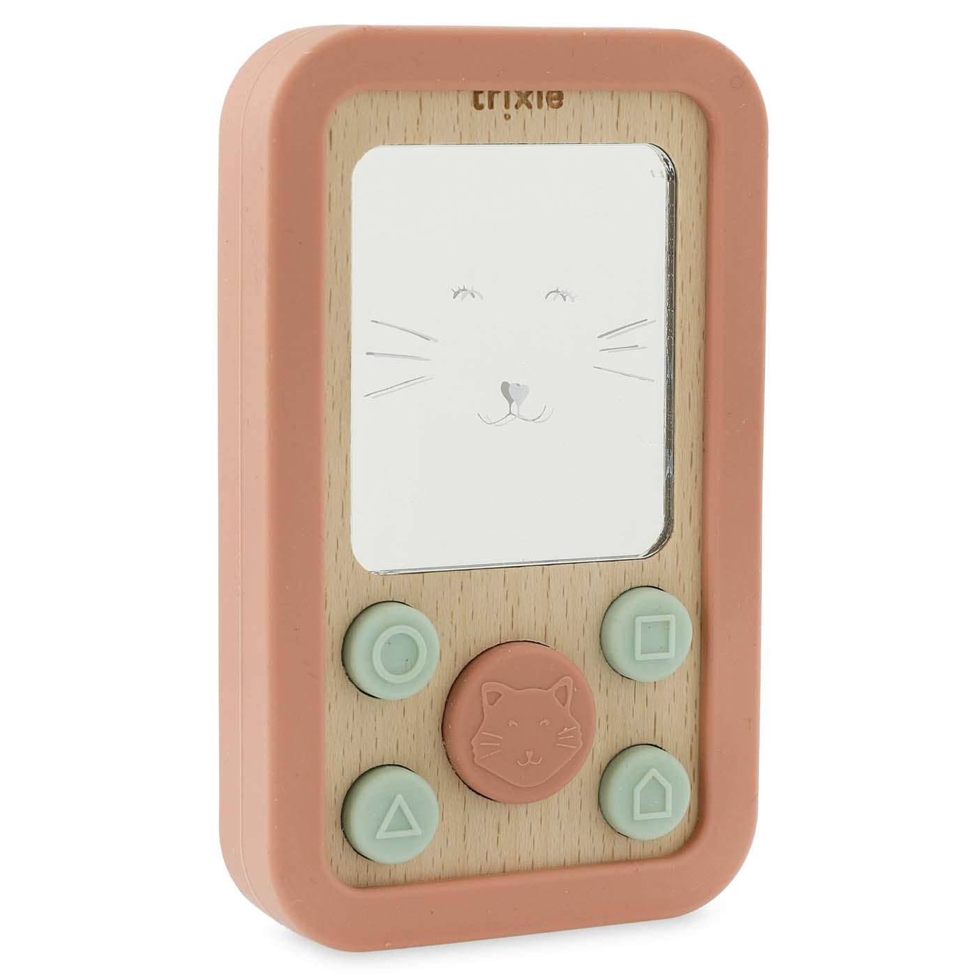 Houten baby telefoon met siliconen - Mrs. Cat