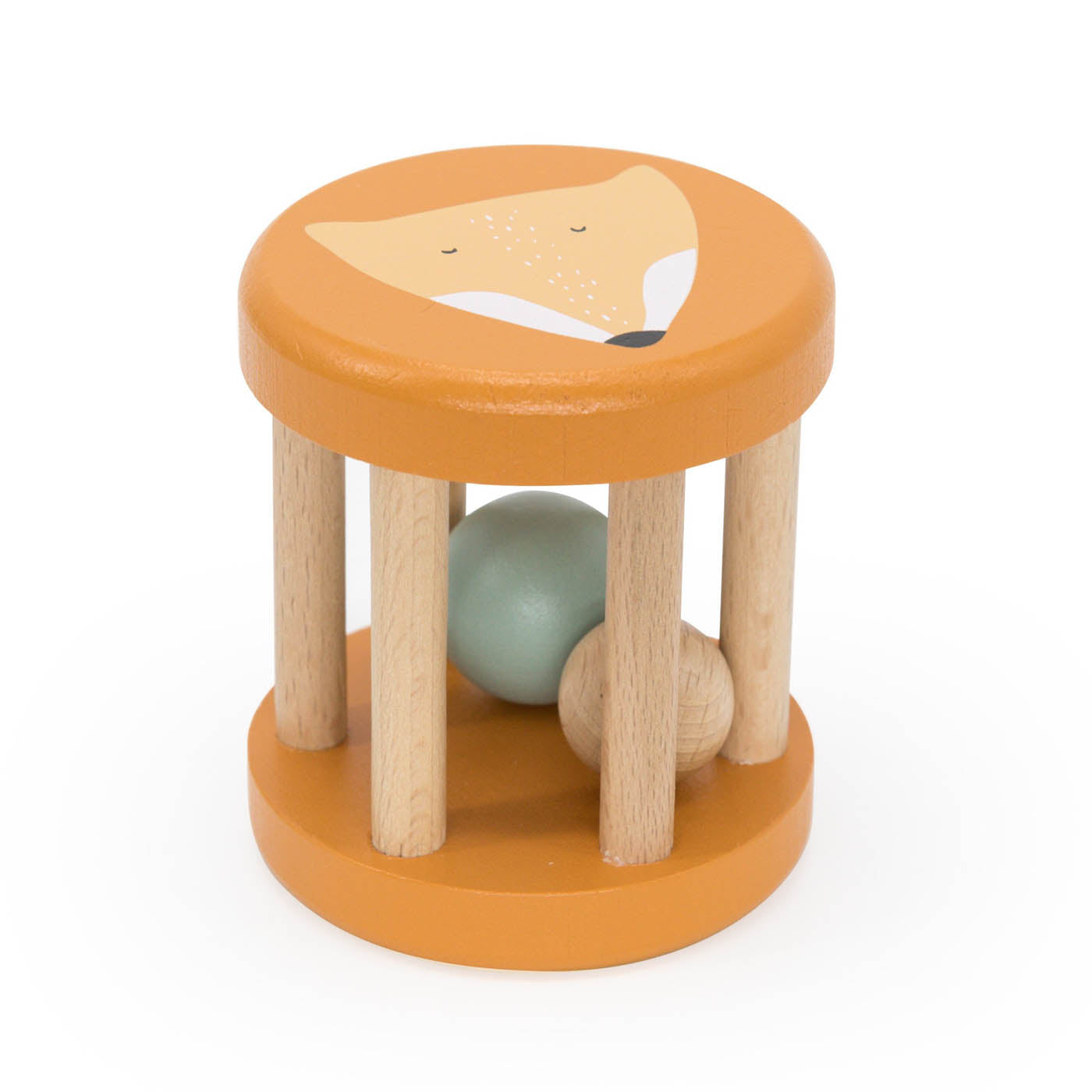 Houten rollende rammelaar - Mr. Fox