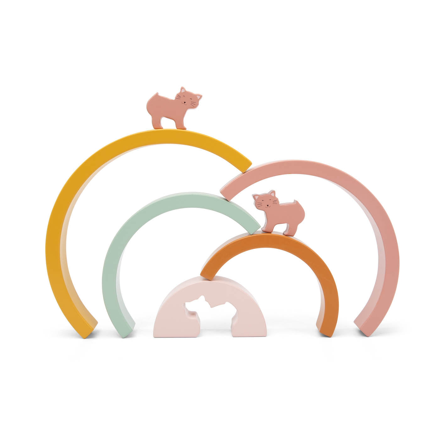 Houten stapelregenboog - Mrs. Cat