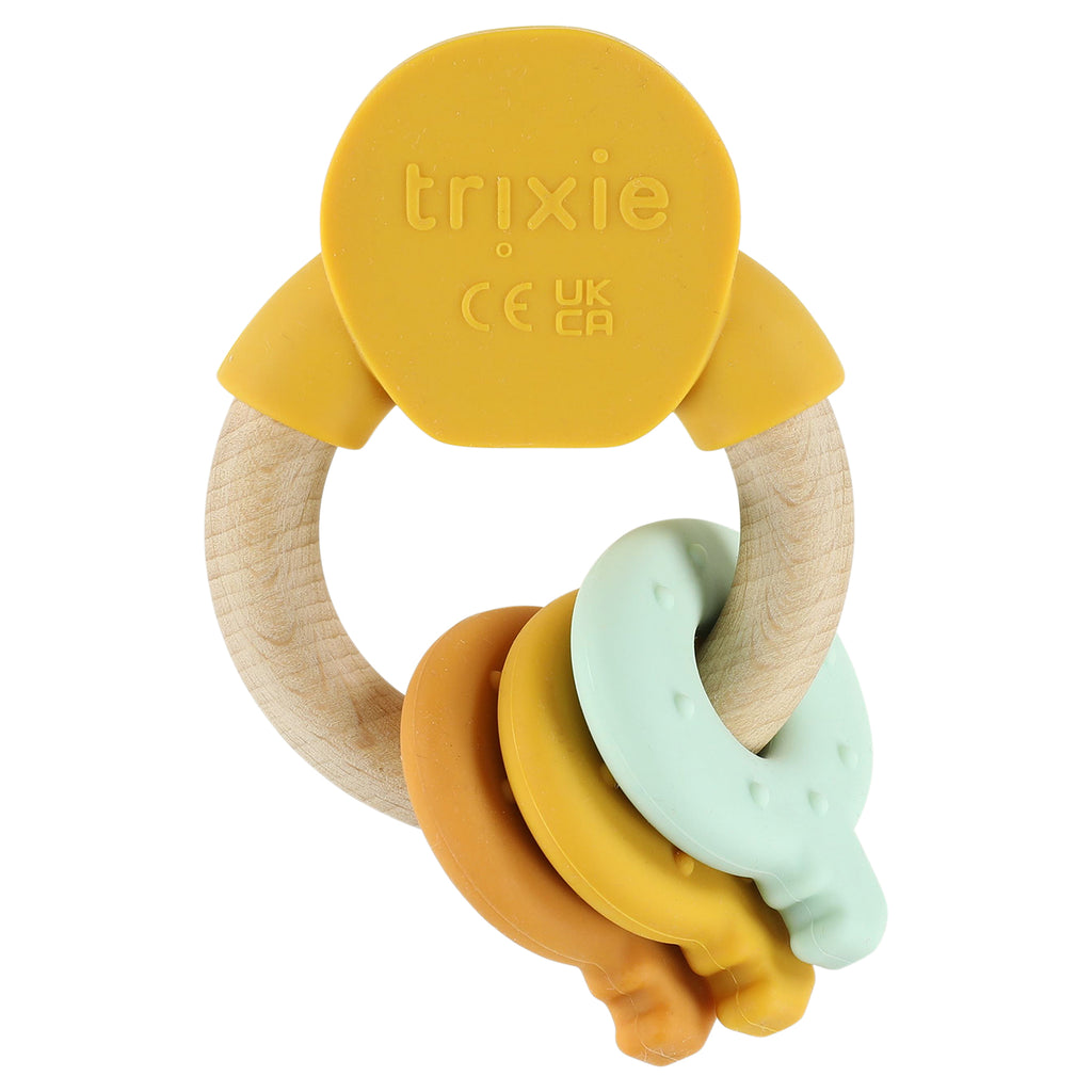 Houten activiteitenring met silicone - Mr. Lion
