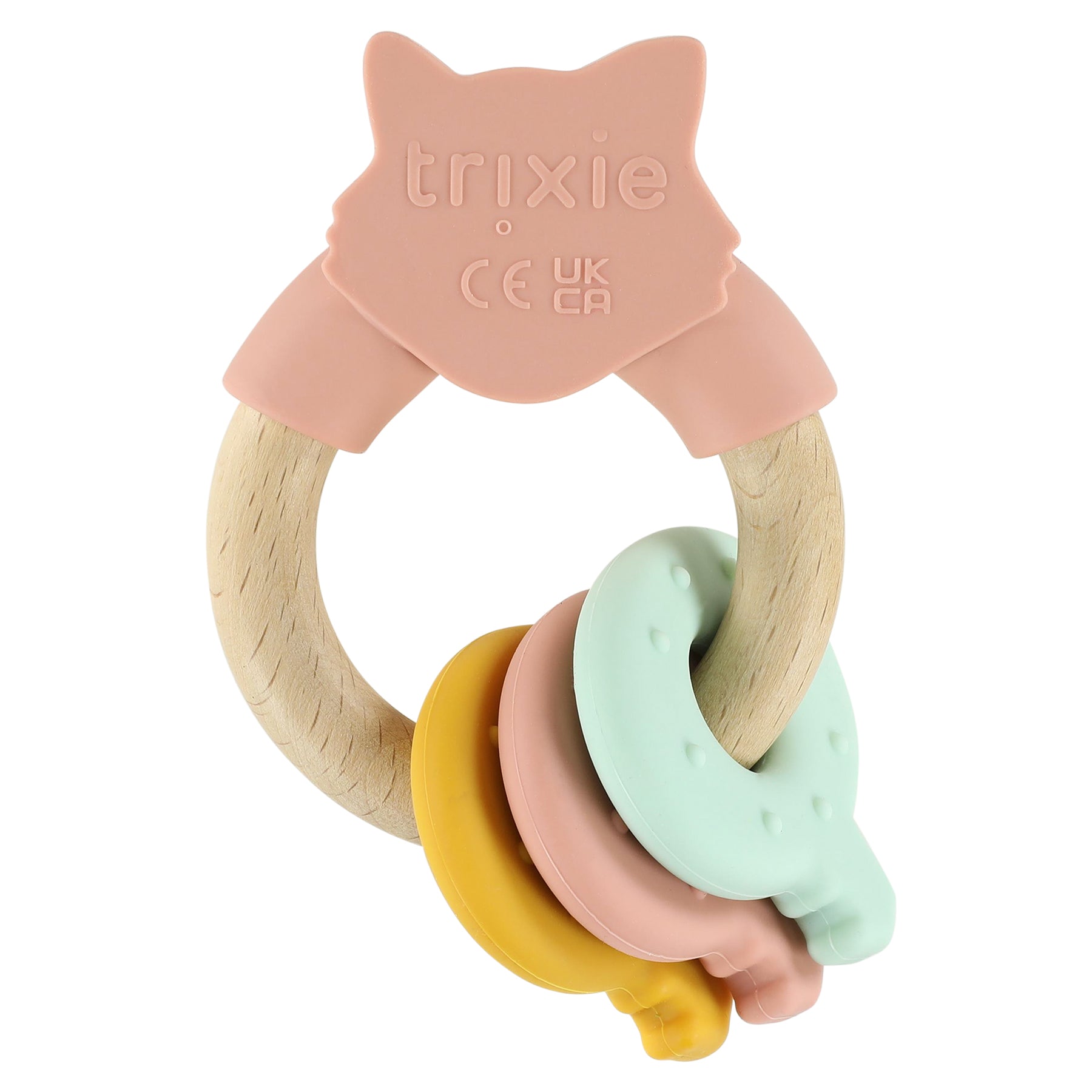 Houten activiteitenring met silicone - Mrs. Cat
