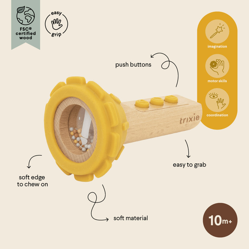 Wooden silicone flashlight - Mr. Lion