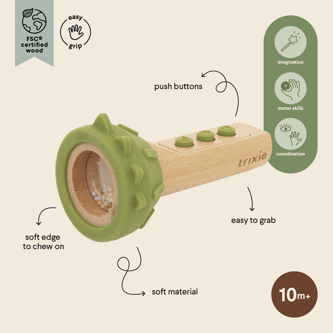 Wooden silicone flashlight - Mr. Dino