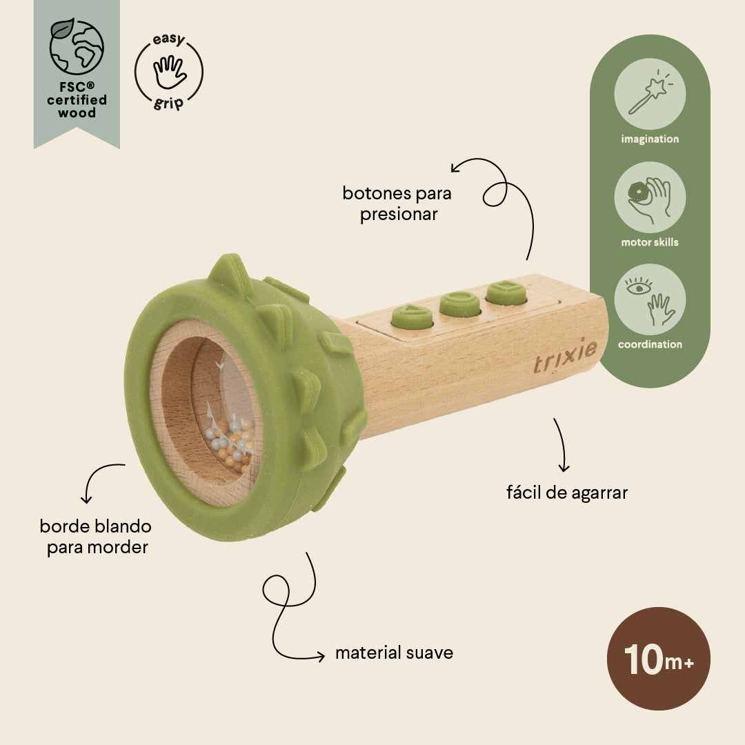 Wooden silicone flashlight - Mr. Dino