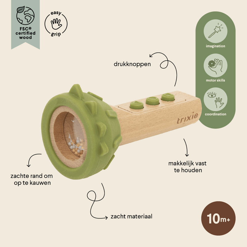 Wooden silicone flashlight - Mr. Dino