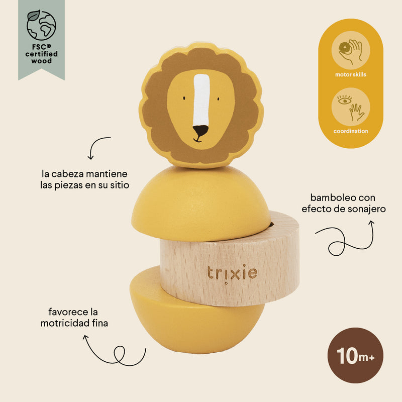 Wooden rattle stacker - Mr. Lion