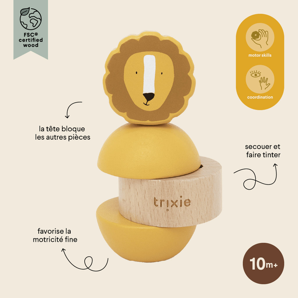 Wooden rattle stacker - Mr. Lion