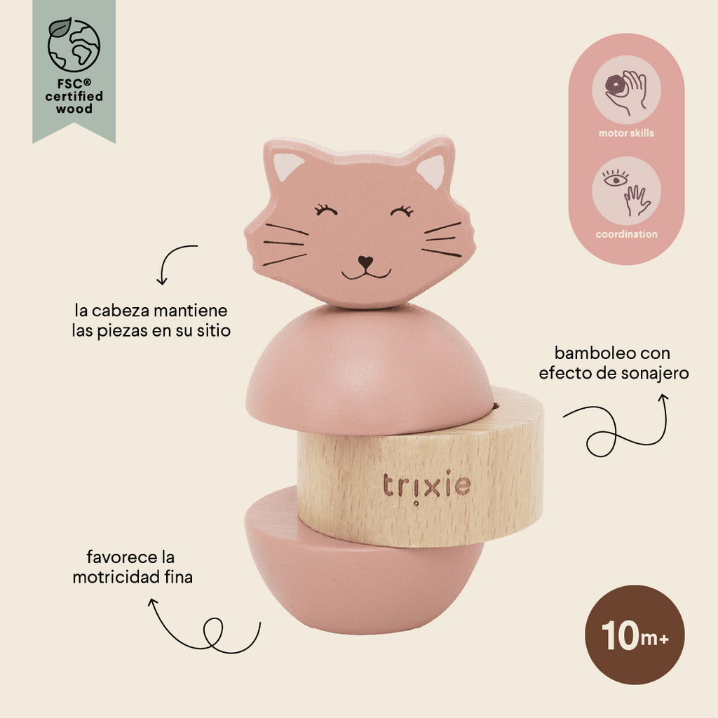 Wooden rattle stacker - Mrs. Cat