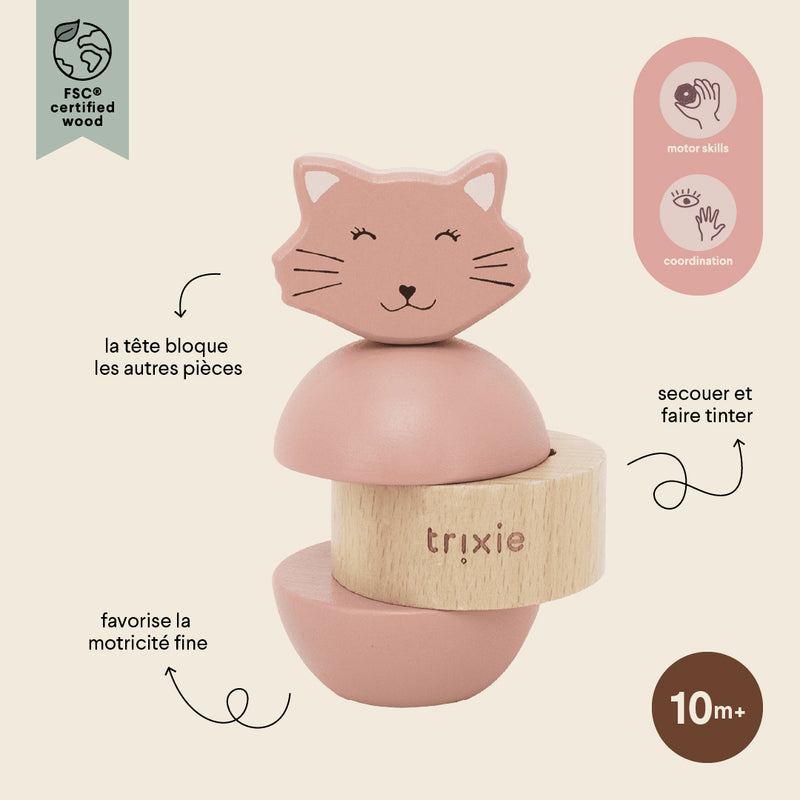 Wooden rattle stacker - Mrs. Cat