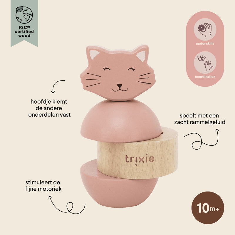 Wooden rattle stacker - Mrs. Cat