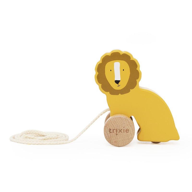 Wooden small pull along toy - Mr. Lion