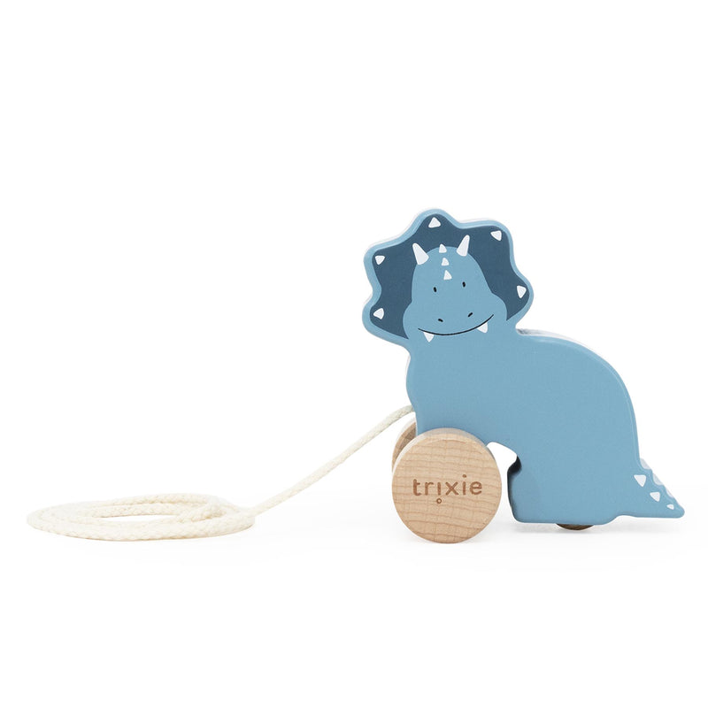 Wooden small pull along toy - Mr. Triceratops