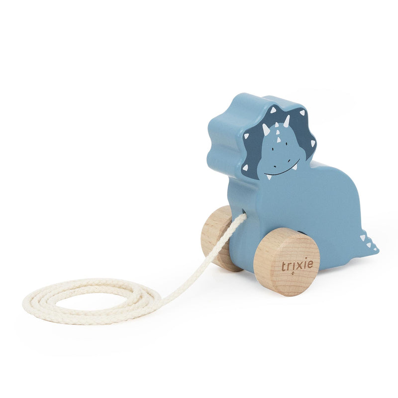 Wooden small pull along toy - Mr. Triceratops