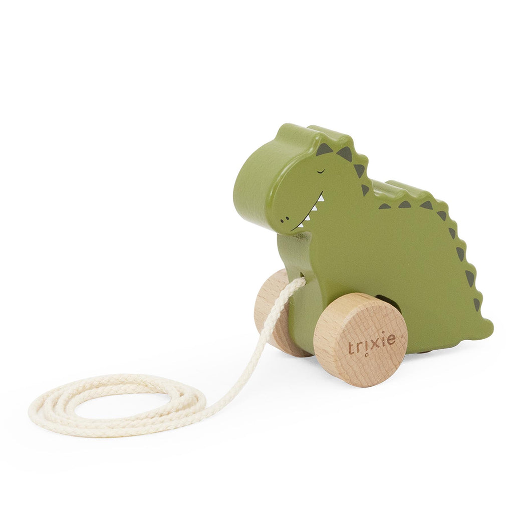 Wooden small pull along toy - Mr. Dino