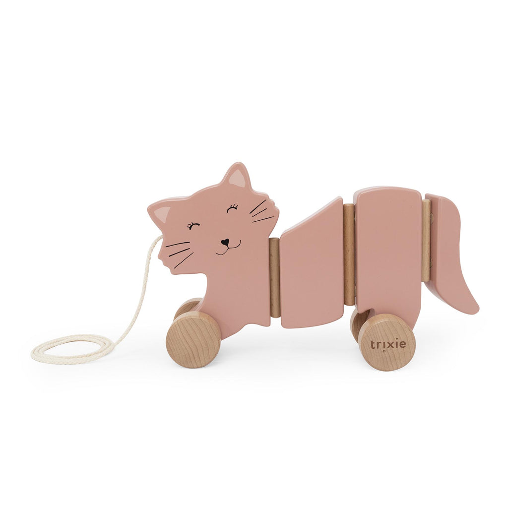 Wooden wiggle pull along toy - Mrs. Cat
