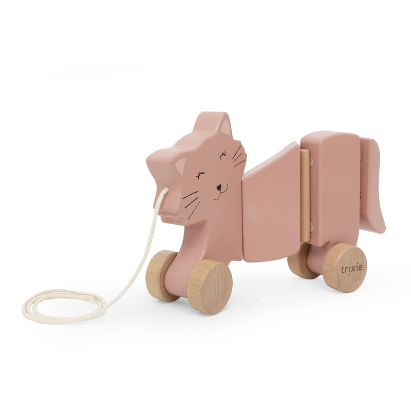 Wooden wiggle pull along toy - Mrs. Cat