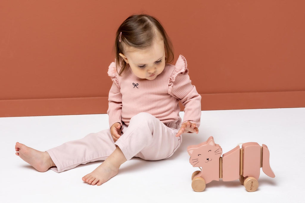 Wooden wiggle pull along toy - Mrs. Cat