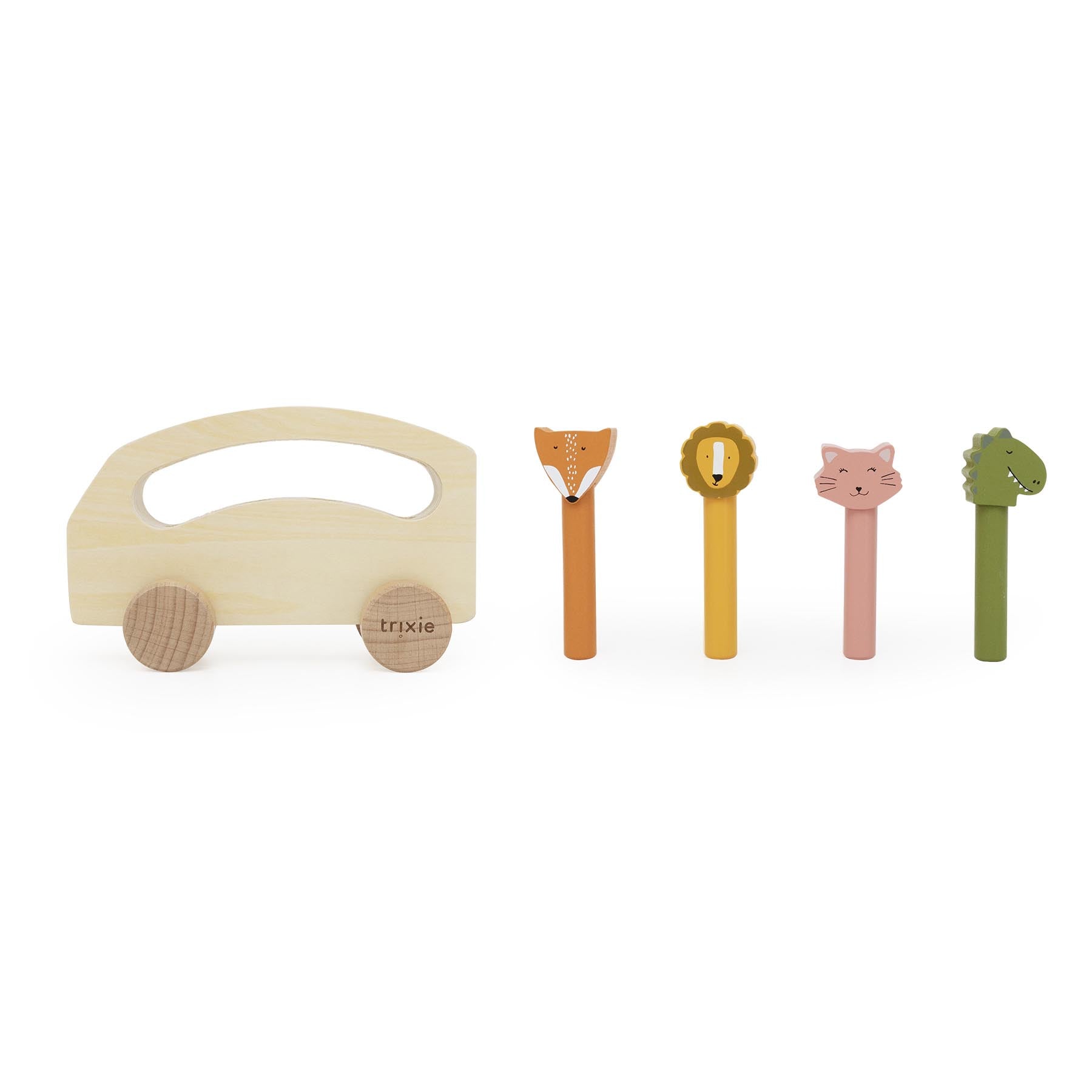 Wooden pop-up animal bus