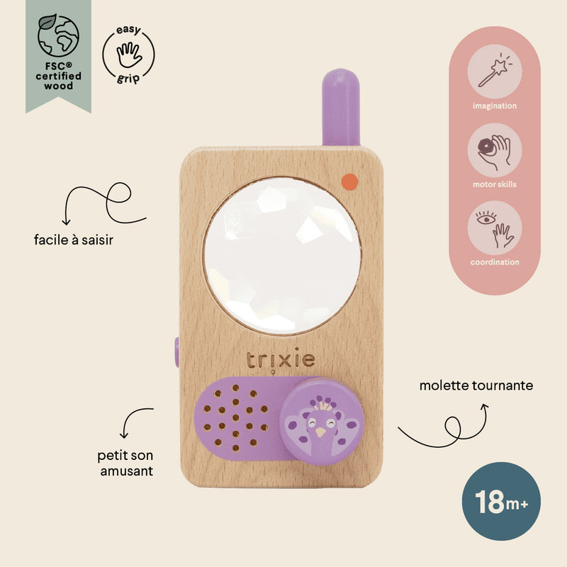Houten walkie talkie - Mrs. Peacock